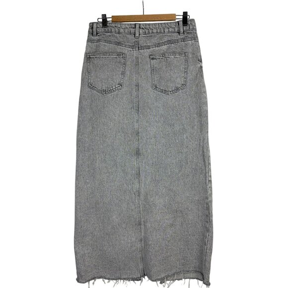 Western Street Grunge ASOS Design Grey Distressed Denim Maxi Skirt, Women's 8 - Picture 2 of 11
